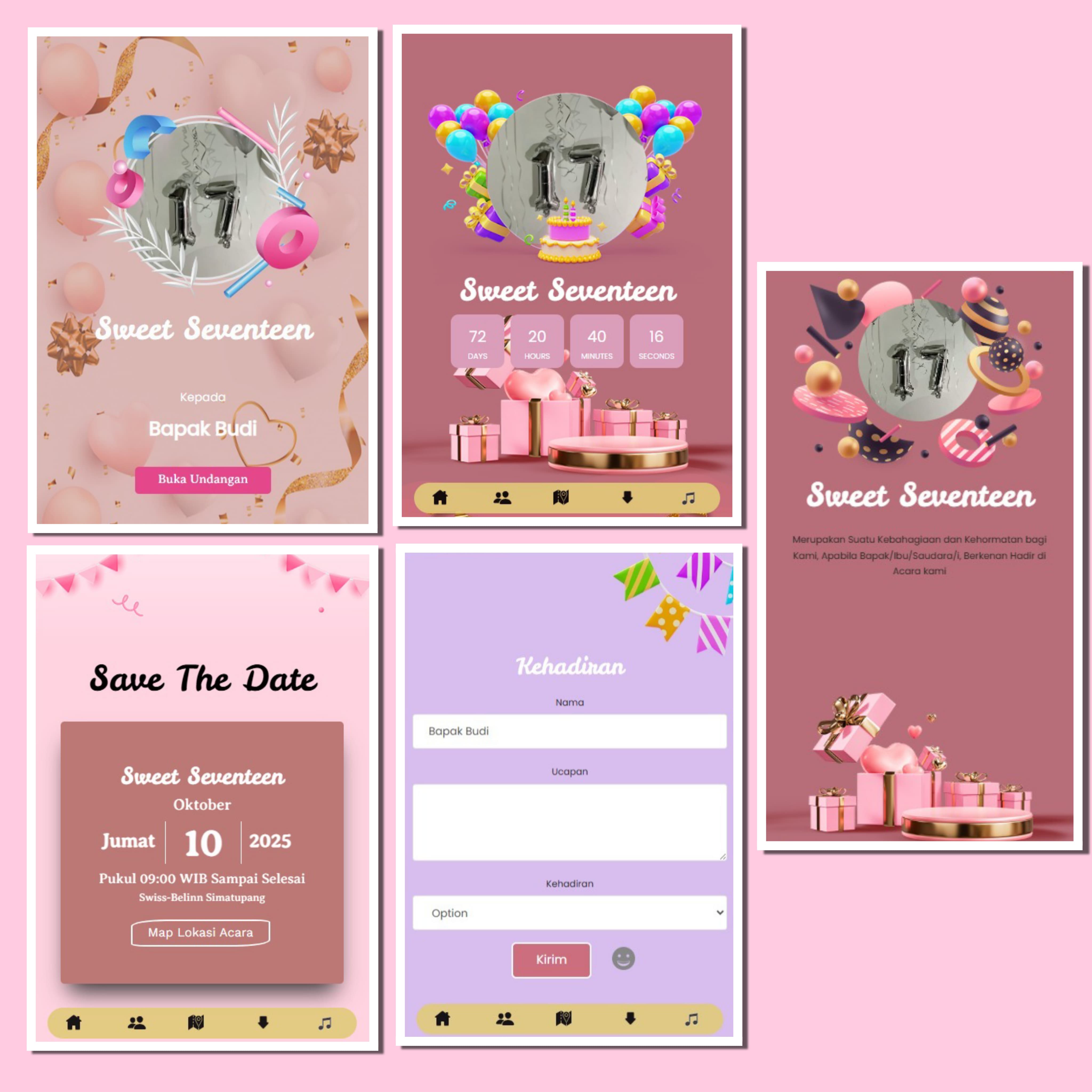 Undangan Digital Ulang Tahun Sweet Seventeen