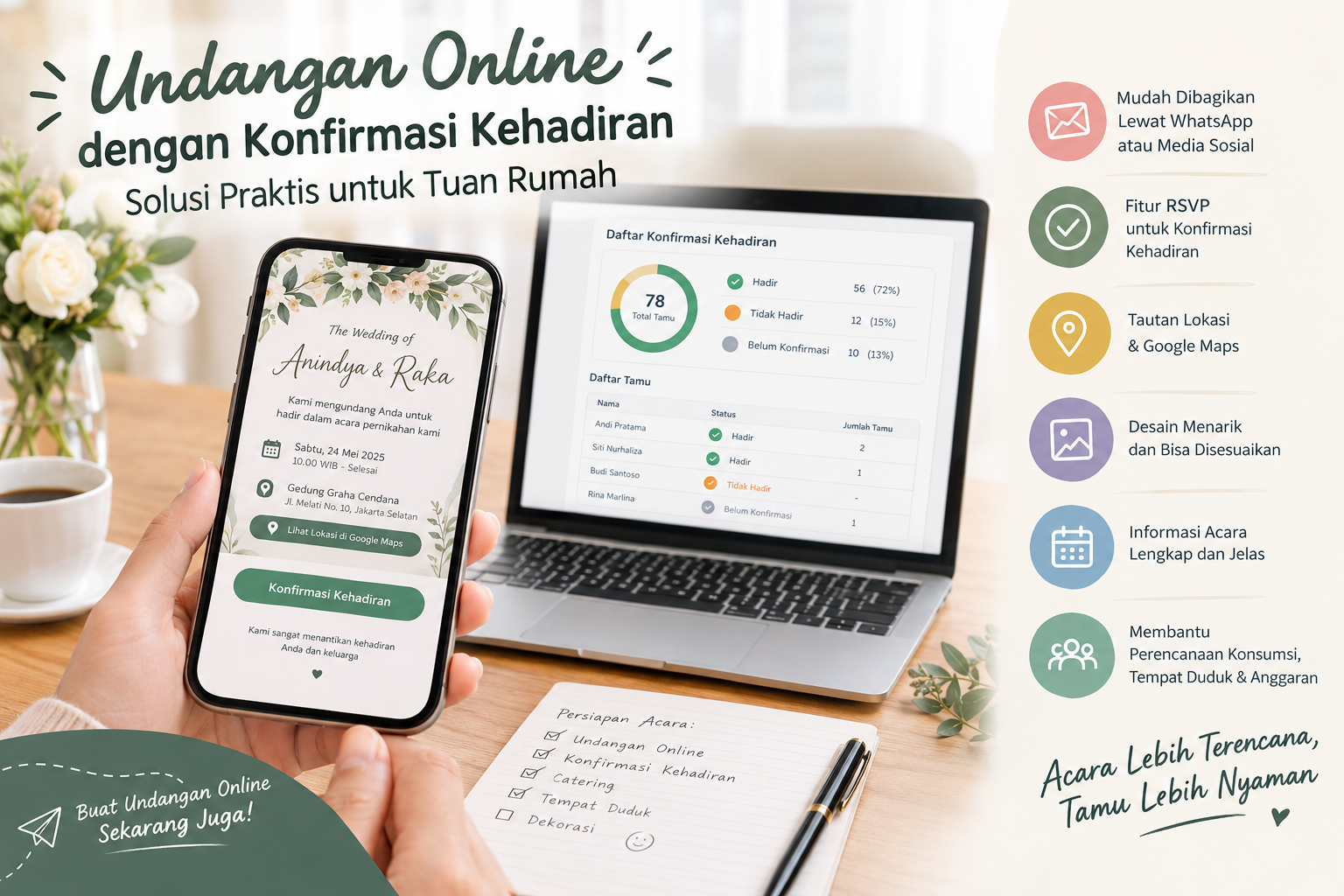 Undangan Online dengan Konfirmasi Kehadiran: Solusi Praktis untuk Tuan Rumah